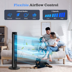 Aigostar Torenventilator - Fluisterstil - Oscillatie - Zwart