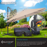 KESSER® Parasol Zwenkparasol SUN XL 300 x 300 cm incl. hoes + windbescherming draaibaar kantelbaar marktparasol groot 360° draaibaar tuinparasol met zwengel zonwering UV50+