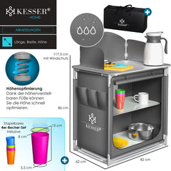 KESSER® Campingkeuken Opvouwbaar - Kampeerkeuken - Grijs