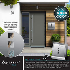 Brievenbus - Wandbrievenbus - RVS - Softclose-deksel - Zilver - KESSER®