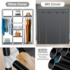 KESSER® Kledingkast - Opvouwbaar - 150x45x175cm - Antraciet •