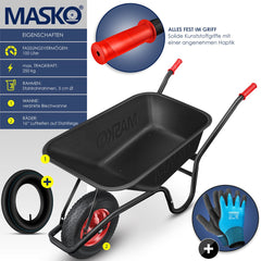 MASKO® Kruiwagen - 100L - Tot 250kg - Zwart