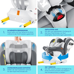 KIDIZ® Autostoeltje Isofix - 360° draaibaar - Antraciet