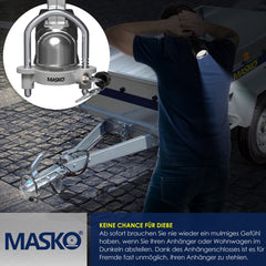 MASKO® Disselslot - Koppelingsslot - Aanhangwagenslot - Grijs