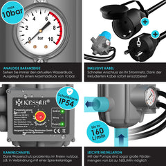 KESSER® Elektronische Drukschakelaar - Waterpomp Dompelpomp - Blauw •