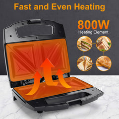 Tosti apparaat - Tosti ijzer - Sandwich maker - 800W - Zwart - Aigostar