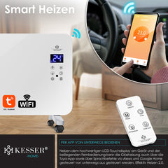 Elektrische Kachel - Heater - Convectorkachel met thermostaat - 2000W - Wit - KESSER®