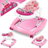 KIDIZ® 4in1 Babywalker / Loopstoel / Loopstoeltje voor Baby speel- en loopstoeltje - schommelfunctie baby wipstoeltje met wielen, licht, muziek, speelcentrum eettafel loopstoel loophulp baby's vanaf 6 maanden opvouwbaar - Roze