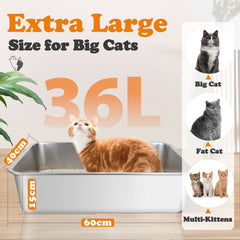 Kattenbak - Kattentoilet - RVS - 60x40x15 cm - Nobleza •