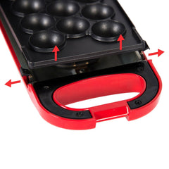 Trebs Snackmaker - Wafels Donuts Cake Pops Koekjes en meer - 6-in-1 Wafelijzer met recepten - 99356 - Rood