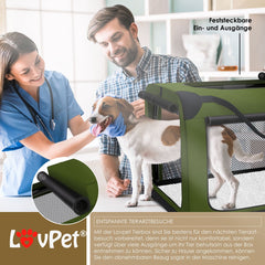 Reisbench hond - Draagtas hond - Transportbox - 91x63x63 cm - Khaki