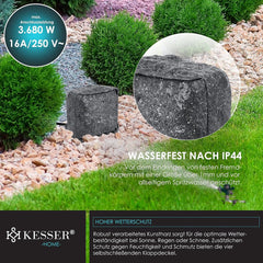 KESSER® Tuinstopcontact - 4 stopcontacten - IP44 waterdicht - Antraciet