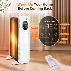 Olieradiator - 2300W Heater - Elektrische kachel - met Thermostaat - Wit - Aigostar