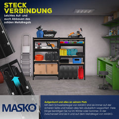 MASKO® Opbergrek - Stellingkasten - Set van 2 - Tot 700kg - Zwart •