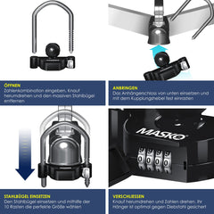 MASKO® Disselslot - Koppelingsslot - Aanhangwagenslot - Zwart