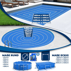 KESSER® Zwembad Afdekzeil Solar - verwarmend afdekzeil op maat te knippen geschikt voor Rechthoekige en ronde Zwembaden - Solarzeil inclusief met schaar, perforatietang & 12 oogjes voor bevestiging