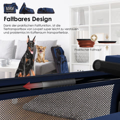 Reisbench hond - Draagtas hond - Transportbox - 60x42x42 cm - Blauw