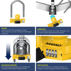 MASKO® Disselslot - Koppelingsslot - Aanhangwagenslot - Geel