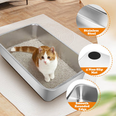 Kattenbak - Kattentoilet - RVS - 60x40x15 cm - Nobleza •