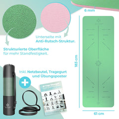 Yoga mat - Fitness mat - Sport mat - Anti slip - Extra dik - Groen