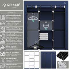 KESSER® Kledingkast - Opvouwbaar - 150x45x175cm - Marineblauw