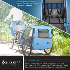 Fietskar kinderen - Fietsaanhanger - tot 40kg - Blauw