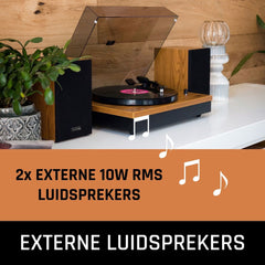 Lenco Platenspeler met Bluetooth - Twee externe Speakers - Auto-stop - LS-300WD - Hout