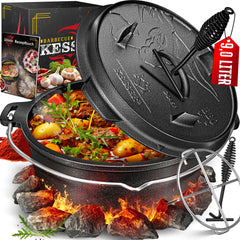 KESSER® Dutch Oven Set - 9L - Vuurpan - Stoofpan - Gietijzeren pan
