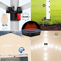 Partytent - opvouwbaar - 3x3 - Paviljoen - Beige - KESSER®