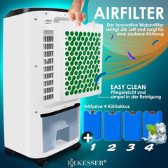 KESSER® 4in1 Mobiele airconditioning - Luchtontvochtiger - Wit •