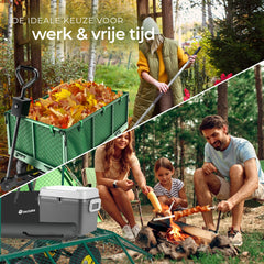 tectake® XXL Bolderkar met Luchtbanden - Tuinkar - Transportwagen - Handkar met 550 kg Capaciteit - Incl. Dekzeil, Afneembaar Handvat en Scharnierende Zijpanelen •