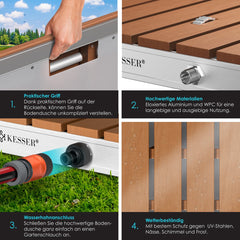 KESSER® Tuindouche met voetpedaal - Buitendouche - 70x55cm - Vierkant - Bruin