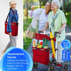 KESSER - Lichtgewicht Rollator - Dubbel Opvouwbaar - Rood •