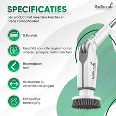 Elektrische Schoonmaakborstel – Elektrische Schrobber - Schrobborstel – Wit - V1 - GoScrub® •
