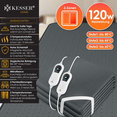 KESSER® Elektrische deken - Warmtedeken - 160x140cm - Antraciet