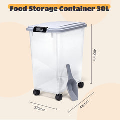 Voerton - Voedselcontainer - Voercontainer - 30L - Transparant - Nobleza