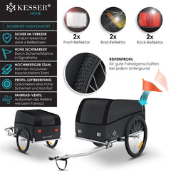 Fietskar - Fietsaanhanger - tot 60 kg - Zwart •