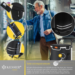 KESSER® Boodschappentrolley met koelvak - 56 liter - Zwart •