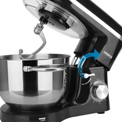 AREBOS Keukenmachine - 1500W - Keukenrobot - 6L - Keukenmixer - Foodprocessor - Roestvrij Stalen Mengkom - 6 Snelheden - Zwart •