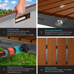 KESSER® Tuindouche met geïntegreerd voetpedaal - Buitendouche Saunadouche Camping Douche Houtlook 70x55cm Vierkant - Donkerbruin