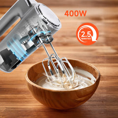 Handmixer - 5 Snelheden met Turbo - RVS Deeghaken & Gardes - 400W - Aigostar