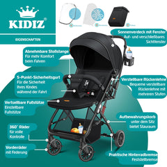 KIDIZ® Kinderwagen - Wandelwagen - Kinderbuggy - Zwart