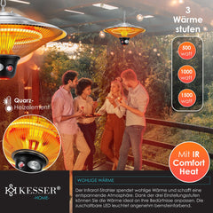 KESSER® Terrasverwarmer - Voor plafond - 1500W - Zilver