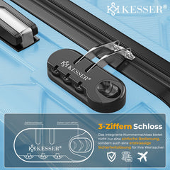 KESSER® Kofferset 3-delig | Reiskoffer met Wielen inclusief Paspoorthouder & kofferweegschaal & bagagelabel | Trolley Reiskofferset met groote Koffers & Handbagage / Ruimbagage - Sky Blue
