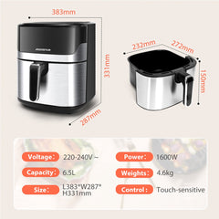 Airfryer XXL - heteluchtfriteuse - 6.5L - 1600W - Zwart