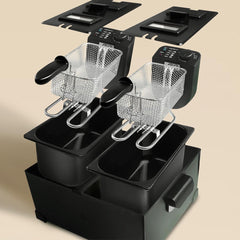 Dubbele frituurpan - 2x3L - 1800W - Zwart - Aigostar •