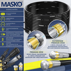 MASKO® Rioolreinigingset - Rioolslang 15 Meter - Universele Afvoerslang - Zwart