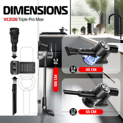 Steelstofzuiger - Draadloos - Stofzuiger Zonder zak - 25KPa - Zwart - KESSER®