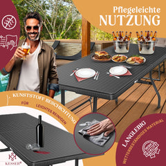 KESSER® Inklapbare Tafel 180x75x73cm Vouwtafel Kunststof - Campingtafel Klaptafel Geschikt voor 8 Personen voor Tuin, Terras en Balkon inclusief Draaggreep - Antraciet