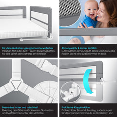 KESSER® bedhekje - Kinderbedhek - Bedhek - Babybedhek Valbeveiligingsbed voor Bed & boxspring - 120cm, Lichtgrijs